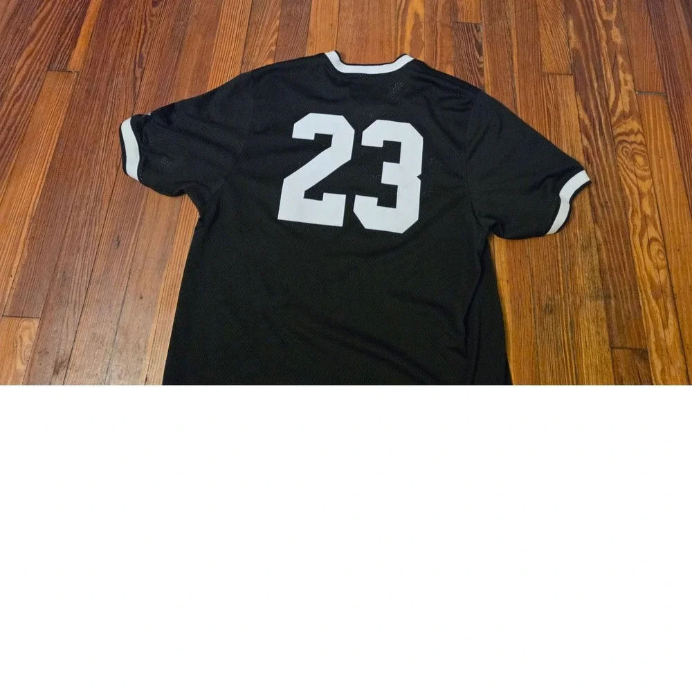 Jordan Brand 23 Basketball Mesh Jersey T-Shirt Black White Mens Large V-Neck